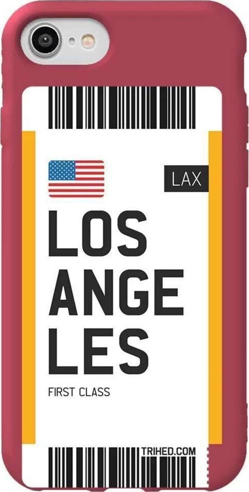 İphone 7 Bordo Renkli Silikon Telefon Kılıfı - Los Angeles Bileti