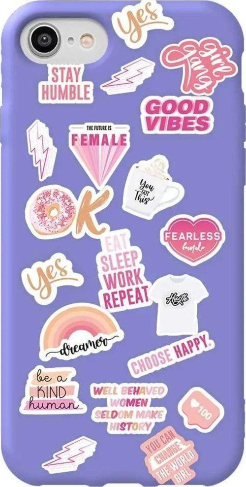 İphone 7 Lila Renkli Silikon Telefon Kılıfı - Female Sticker