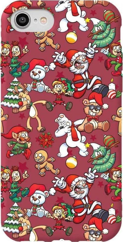 İphone 7 Bordo Renkli Silikon Telefon Kılıfı - Xmas Monsters