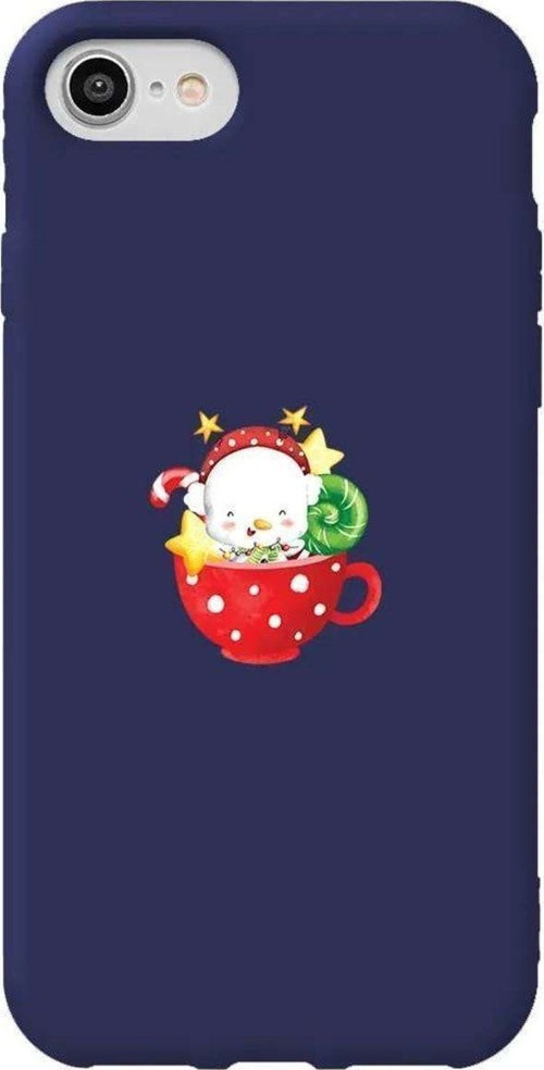 İphone 7 Lacivert Renkli Silikon Telefon Kılıfı - A Cup Of Xmas 2