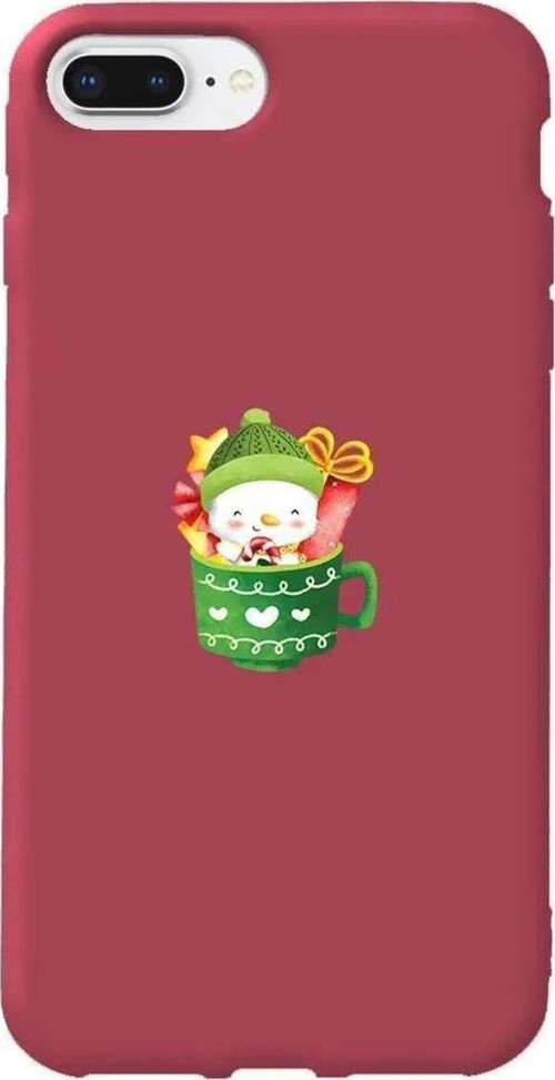 İphone 7 Plus Bordo Renkli Silikon Telefon Kılıfı - A Cup Of Xmas 8