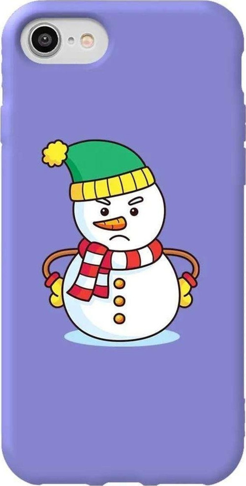 İphone 7 Uyumlu Lila Renkli Silikon Telefon Kılıfı - Snowman 3