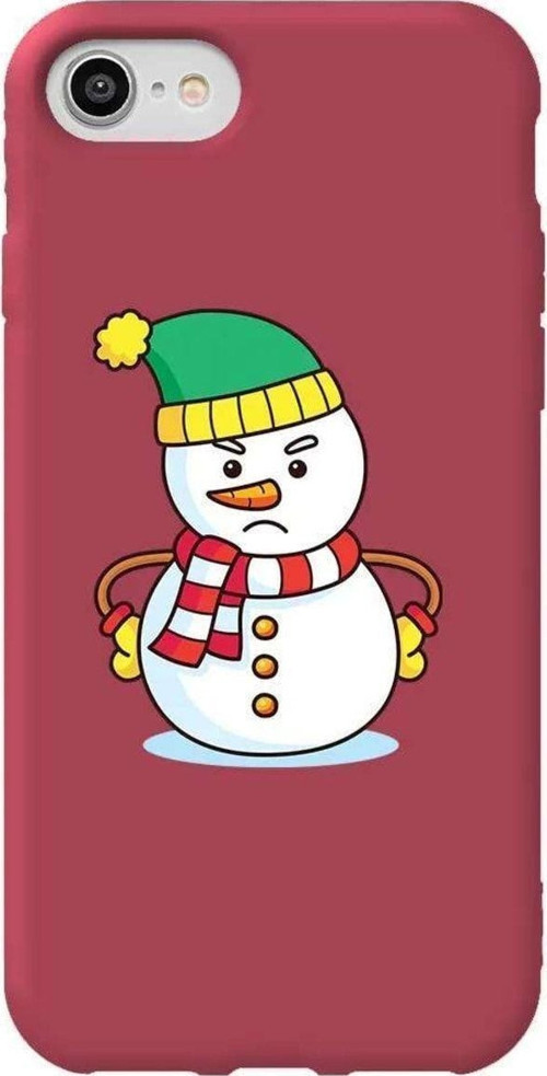 İphone 7 Uyumlu Bordo Renkli Silikon Telefon Kılıfı - Snowman 3