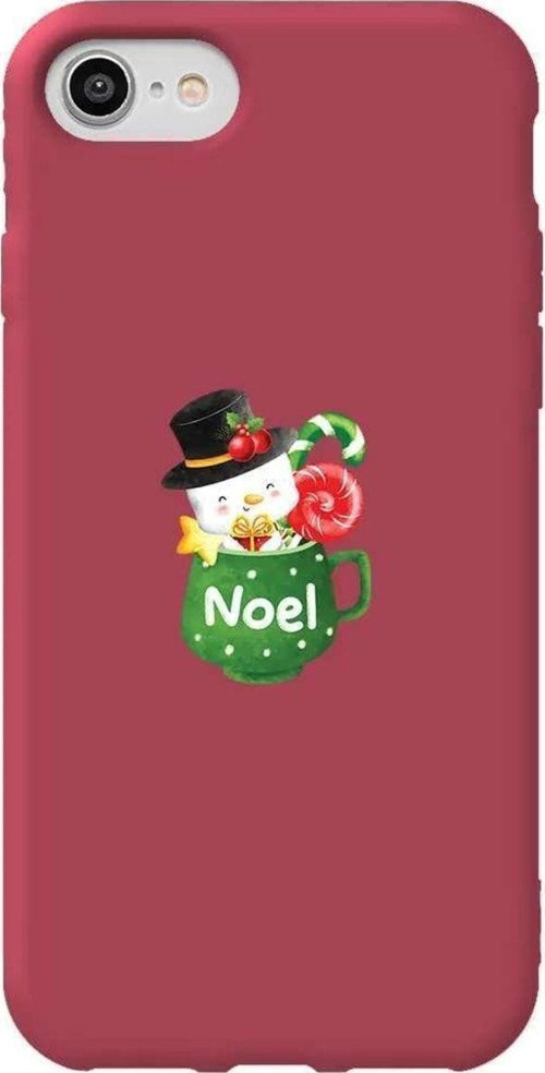 İphone 8 Bordo Renkli Silikon Telefon Kılıfı - A Cup Of Xmas 3
