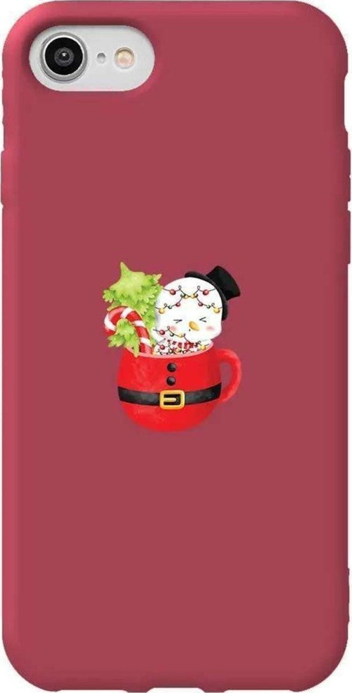 İphone 8 Bordo Renkli Silikon Telefon Kılıfı - A Cup Of Xmas 7