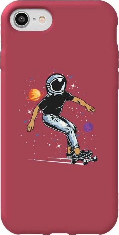 İphone 8 Bordo Renkli Silikon Telefon Kılıfı - Kraterde Kaykay