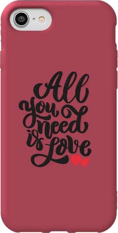 İphone 8 Bordo Renkli Silikon Telefon Kılıfı - You Need Love