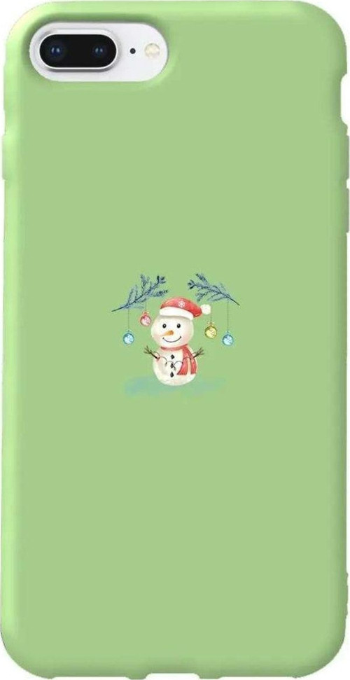 iphone 8 Plus Uyumlu Açık Yeşil Renkli Silikon Telefon Kılıfı - Sugar Snowman