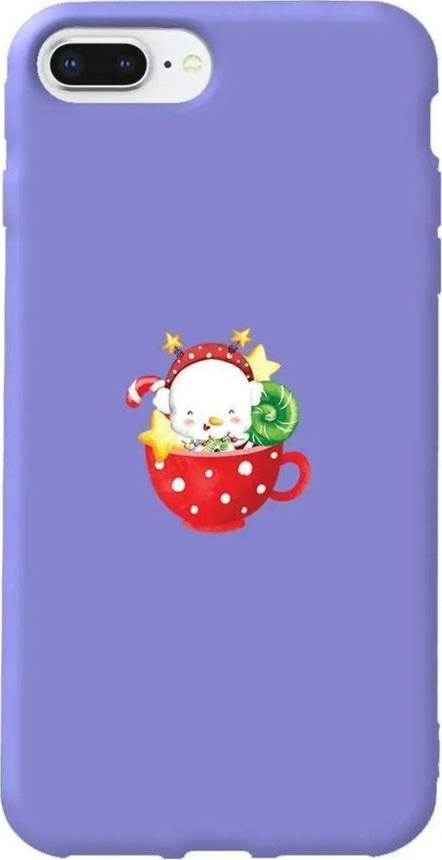 iphone 8 Plus Lila Renkli Silikon Telefon Kılıfı - A Cup Of Xmas 2