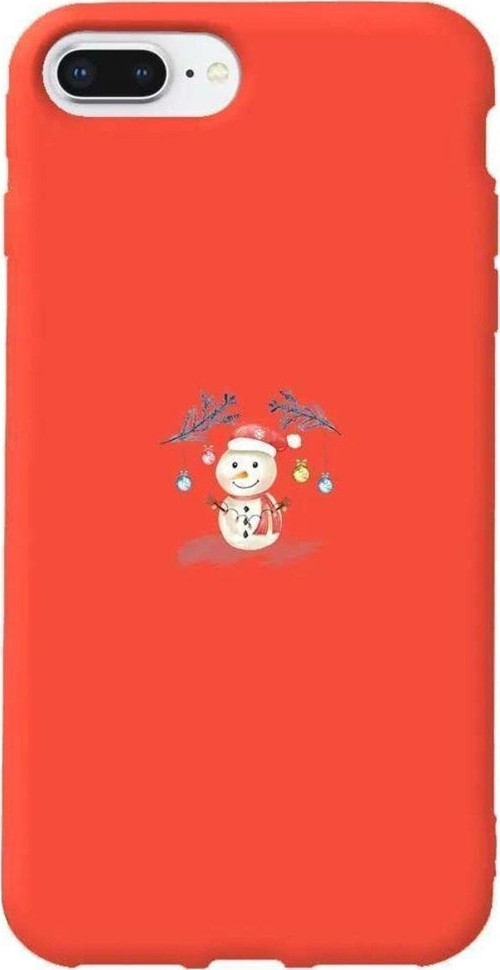 iphone 8 Plus Uyumlu Turuncu Renkli Silikon Telefon Kılıfı - Sugar Snowman