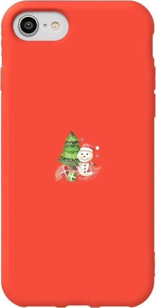 İphone 8 Turuncu Renkli Silikon Telefon Kılıfı Uyumlu Cute Snowman
