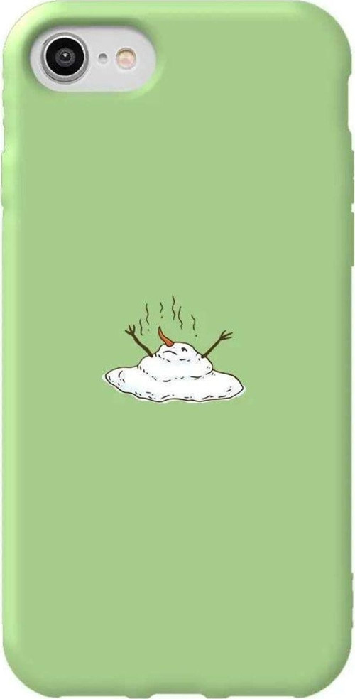 iphone Se 2020 Uyumlu Açık Yeşil Renkli Silikon Telefon Kılıfı - Melting Snowman