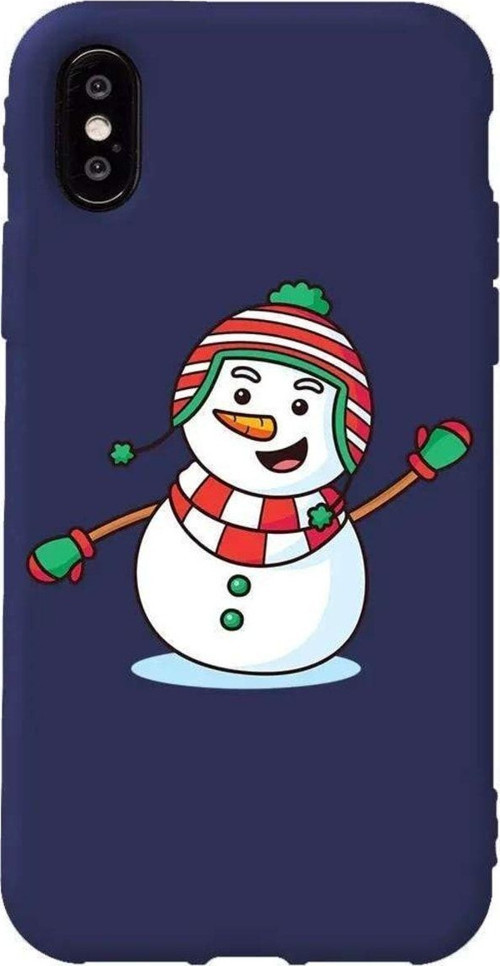 İphone X Uyumlu Lacivert Renkli Silikon Telefon Kılıfı - Snowman 2