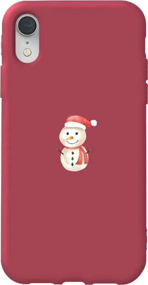 İphone XR Uyumlu Bordo Renkli Silikon Telefon Kılıfı - Snowman