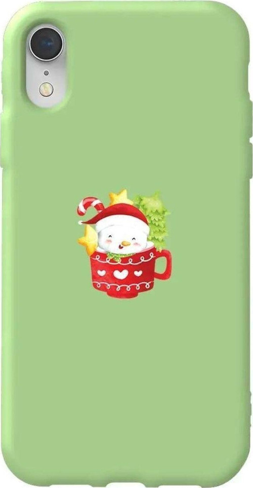 İphone XR Açık Yeşil Renkli Silikon Telefon Kılıfı - A Cup Of Xmas 4