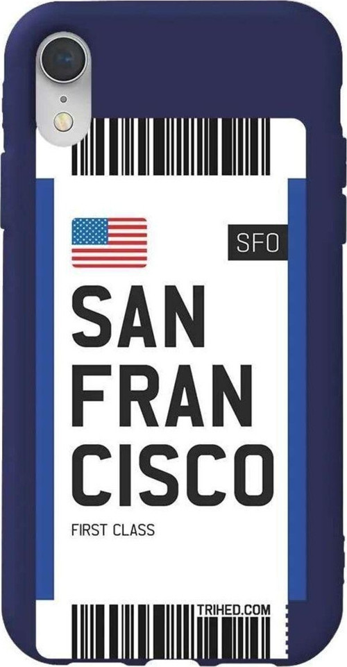 İphone XR Lacivert Renkli Silikon Telefon Kılıfı - San Francisco Bileti
