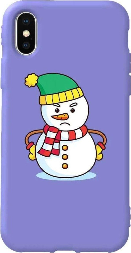 İphone XS Max Uyumlu Lila Renkli Silikon Telefon Kılıfı - Snowman 3