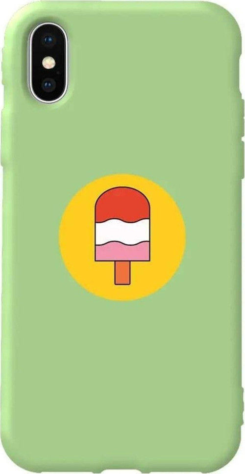 İphone XS Max Açik Yesil Renkli Silikon Telefon Kılıfı - Ice Cream