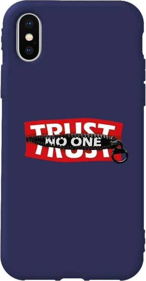 İphone XS Max Lacivert Renkli Silikon Telefon Kılıfı - Trust No One