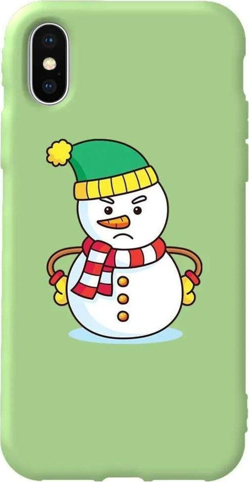 İphone XS Max Uyumlu Açık Yeşil Renkli Silikon Telefon Kılıfı - Snowman 3