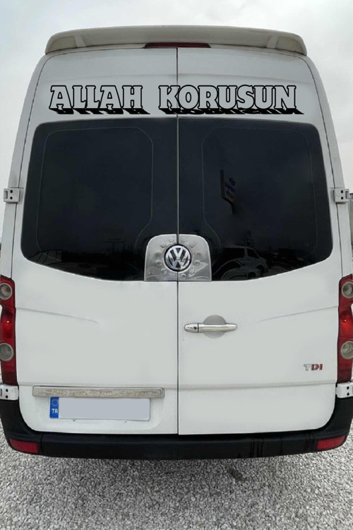 Allah Korusun Kamyon-Ticari-Servis-Dolmuş-Panelvan Arkası Yazı Sticker 120 x 15 Cm