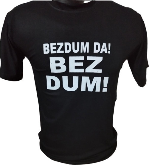 Bezdum Da ! Bezdum ! Baskılı Pamuklu Likralı T-shirt (Beyaz Yazılı Siyah) L Beden