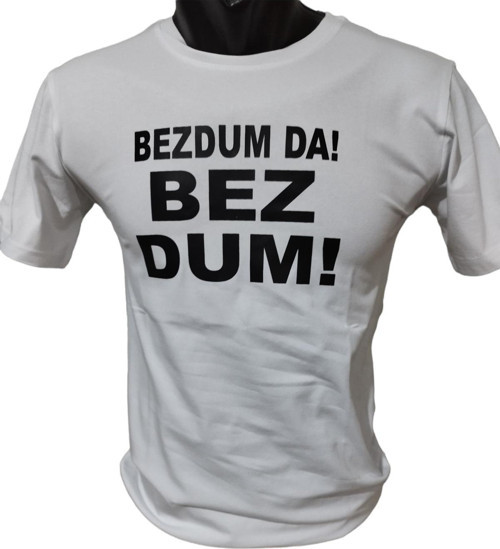 Bezdum Da ! Bezdum ! Baskılı Pamuklu Likralı T-shirt (Siyah Yazılı Beyaz) L Beden
