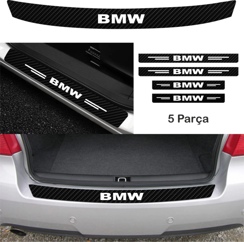 Bmw Tüm Modelleri İçin Uyumlu Aksesuar Oto Bağaj Ve Kapı Eşiği Sticker Set Karbon