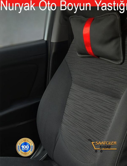 Cadillac Oto Modellerine Uygun Koltuk Boyun Yastığı Kırmızı Şerit 2 Adet