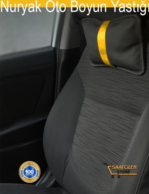 Cadillac Oto Modellerine Uygun Koltuk Boyun Yastığı Sarı Şerit 2 Adet