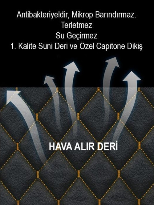 Chery Modellerine Uyumlu Kumaş 2Li Deri Kaplama Koltuk Minderi Siyah Sarı