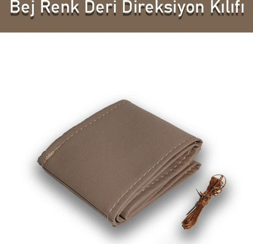 Citroen Oto Modellerine Uyumlu Deri Direksiyon Kılıfı, Dikmeli Bej Renk Spor Dikiş