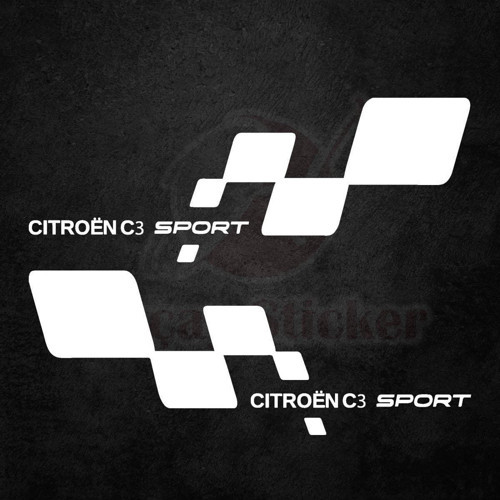 Citroen C3 İçin Uyumlu Aksesuar Kapı Altı Oto Sticker Beyaz Sağ/Sol 2 Parça 40 x 15 Cm