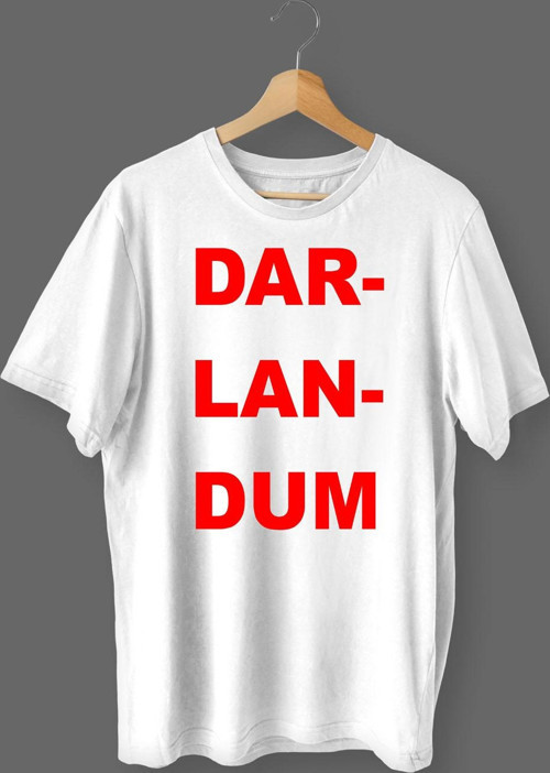 Darlandum Baskılı Pamuklu Likralı T-shirt (Kırmızı Yazılı Beyaz) S Beden