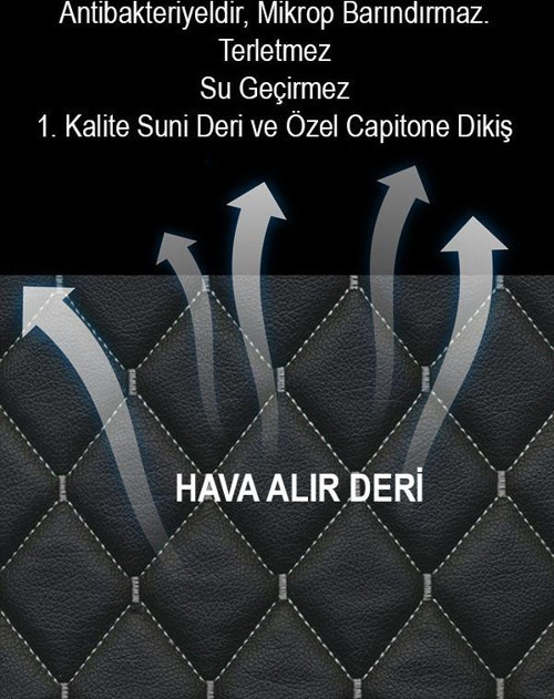 Dodge Modellerine Uyumlu 2Li Koltuk Minderi Terletmez Deri Siyah Beyaz