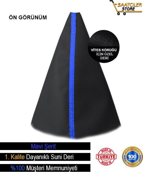 Geely Oto Modellerine Uyumlu Siyah Deri Özel Tasarım Mavi Şerit Spor Dikiş Vites Körüğü
