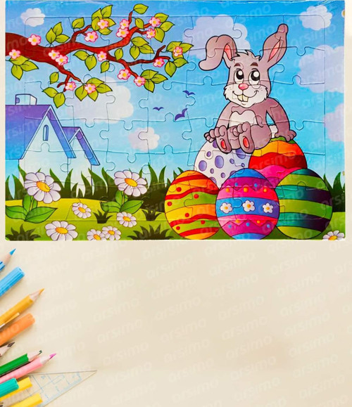 42 Parça Çocuk Eğitici Yapboz Çocuk Puzzle | Çocuk Puzzle Tavşan Büyük Boy PB-04