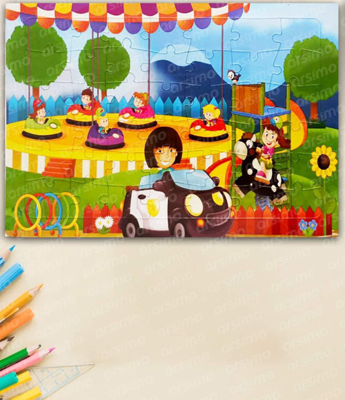 42 Parça Çocuk Eğitici Yapboz Çocuk Puzzle | Çocuk Puzzle Lunapark Büyük Boy PB-07