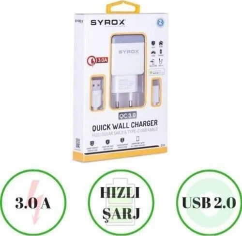 Samsung Galaxy Note 4 Uyumlu Type-c Girişli Şarj Cihazı Seti Adaptör+Kablo Q32 3.0 Amp.