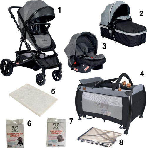 Venüs 8 in 1 Bebek Paketi ( Travel Sistem Bebek Arabası + Park Yatak Beşik + Sünger Yatak