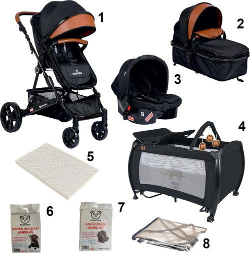 Venüs 8 in 1 Bebek Paketi ( Travel Sistem Bebek Arabası + Park Yatak Beşik + Sünger Yatak