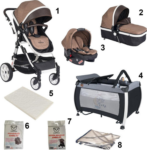 Artemis 8 in 1 Bebek Paketi ( Travel Sistem Bebek Arabası + Park Yatak Beşik + Sünger Yatak )