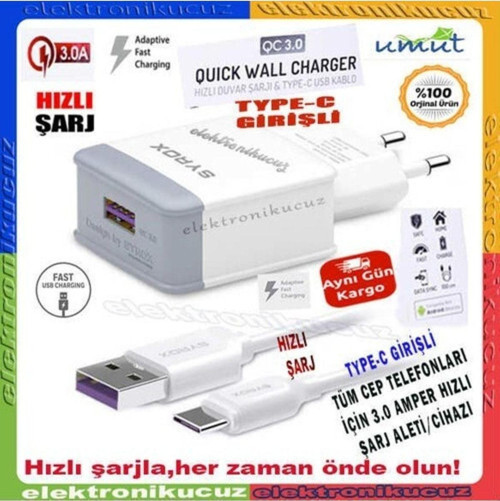 oppo A31 Uyumlu Type-c Girişli  Şarj Cihazı Seti Adaptör+kablo 3.0a Q32