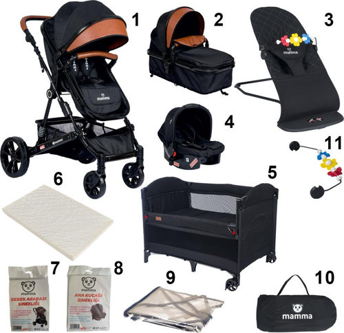 Neptün 11 in 1 Bebek Paketi ( Bebek Arabası + Park Yatak Beşik + Sünger Yatak + Ana Kucağı )