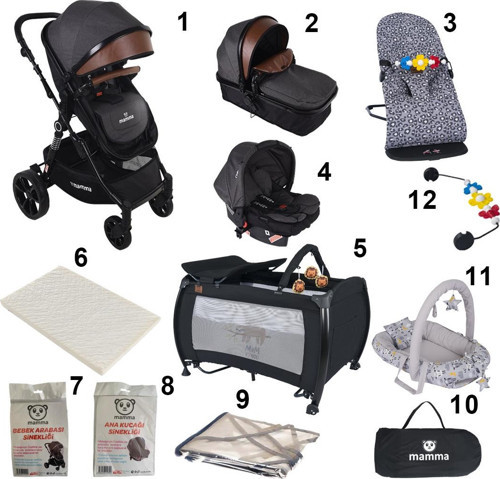 Ekvator 12 in 1 Bebek Paketi ( Bebek Arabası + Park Beşik + Yatak + Ana Kucağı + BabyNest )