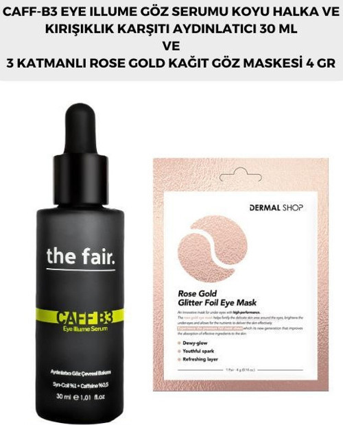 . Nemlendirici Cilt Bakım Serumu ve Dermal 3 Katmanlı Rose Gold Göz Maskesi 4 Gr