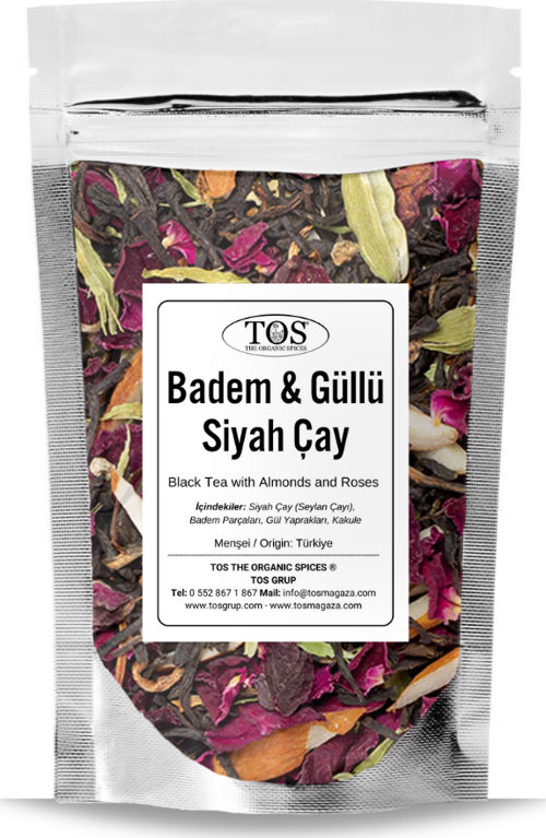 Badem ve Güllü Siyah Çay 250 gr (1. Kalite) Almond and Rose Black Tea