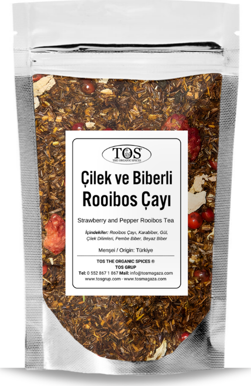Çilek ve Biberli Rooibos Çayı 100 gr (1. Kalite) Strawberry and Pepper Rooibos Tea