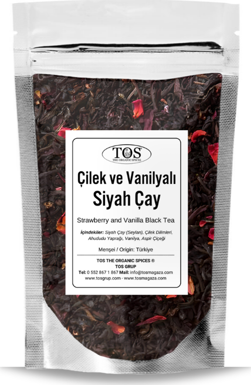 Çilek ve Vanilyalı Siyah Çay 40 gr (1. Kalite) Strawberry and Vanilla Black Tea
