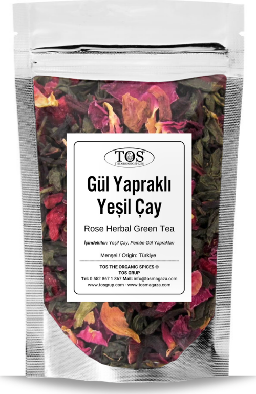 Gül Yapraklı Yeşil Çay 100 gr (1. Kalite) Rose Petal Green Tea